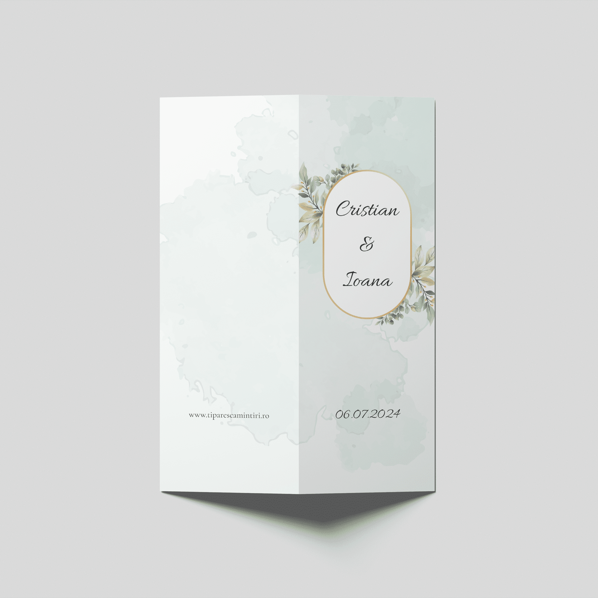 meniu nunta botanical verde personalizat