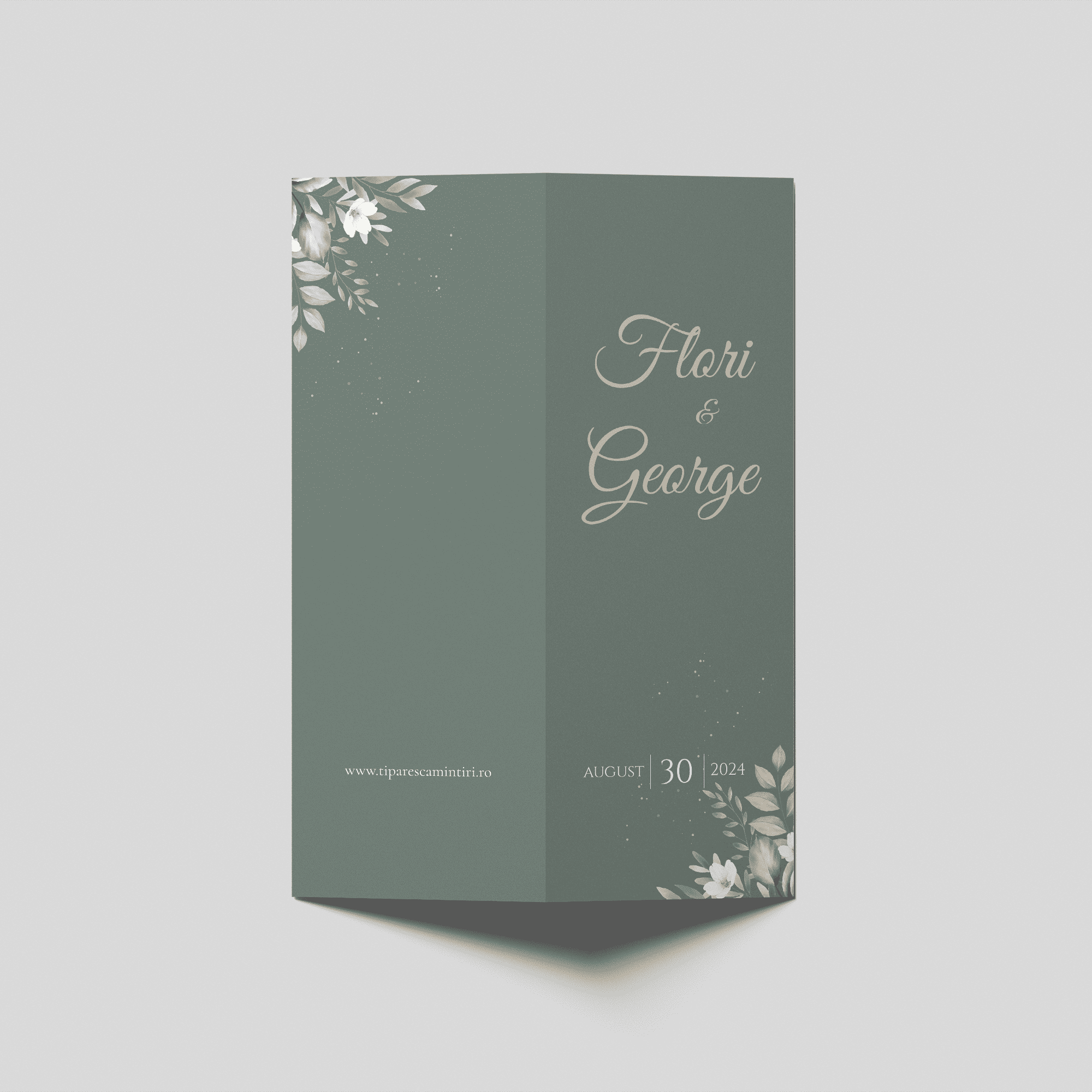 meniu nunta sage olive botanical bifold personalizat