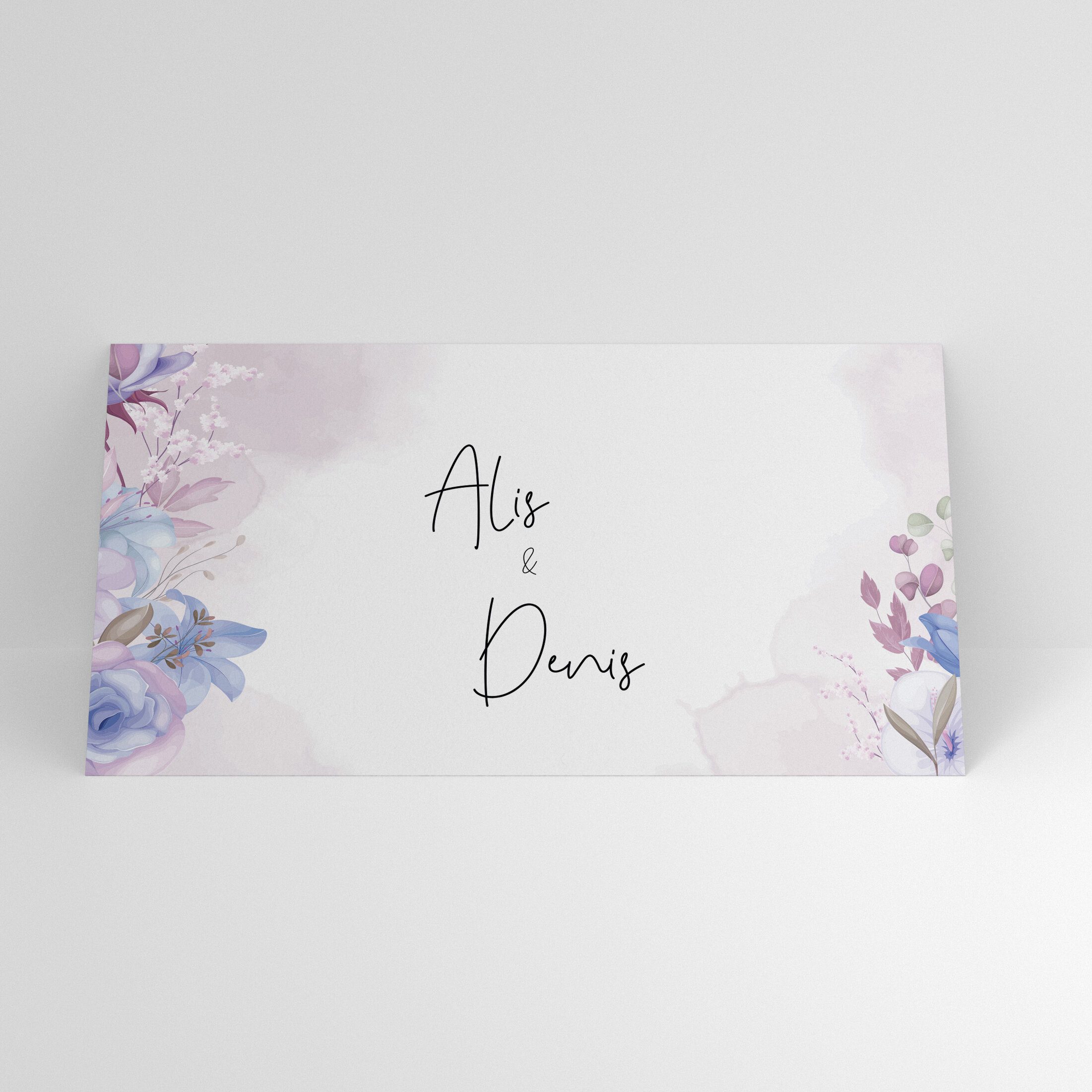 Plic de bani nuntă cu design floral pastel și text personalizat