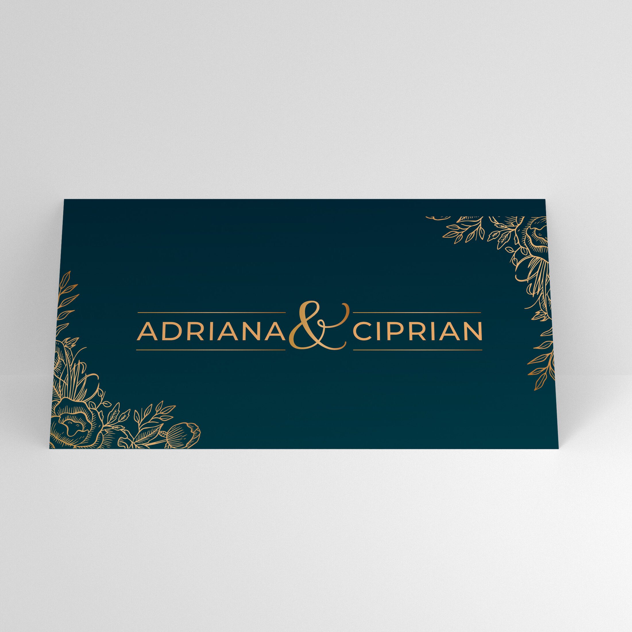 Plic de bani verde închis cu decor floral auriu elegant