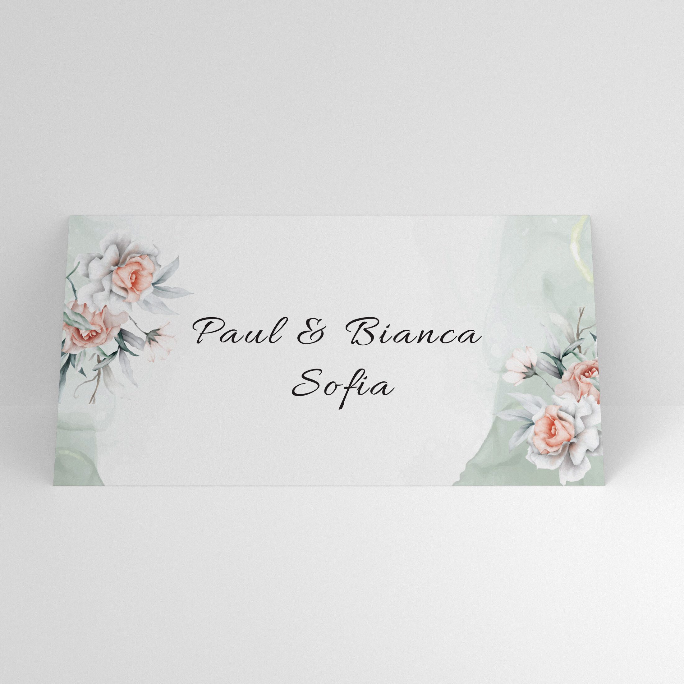 Plic de bani cu flori pastel și fundal verde salvie
