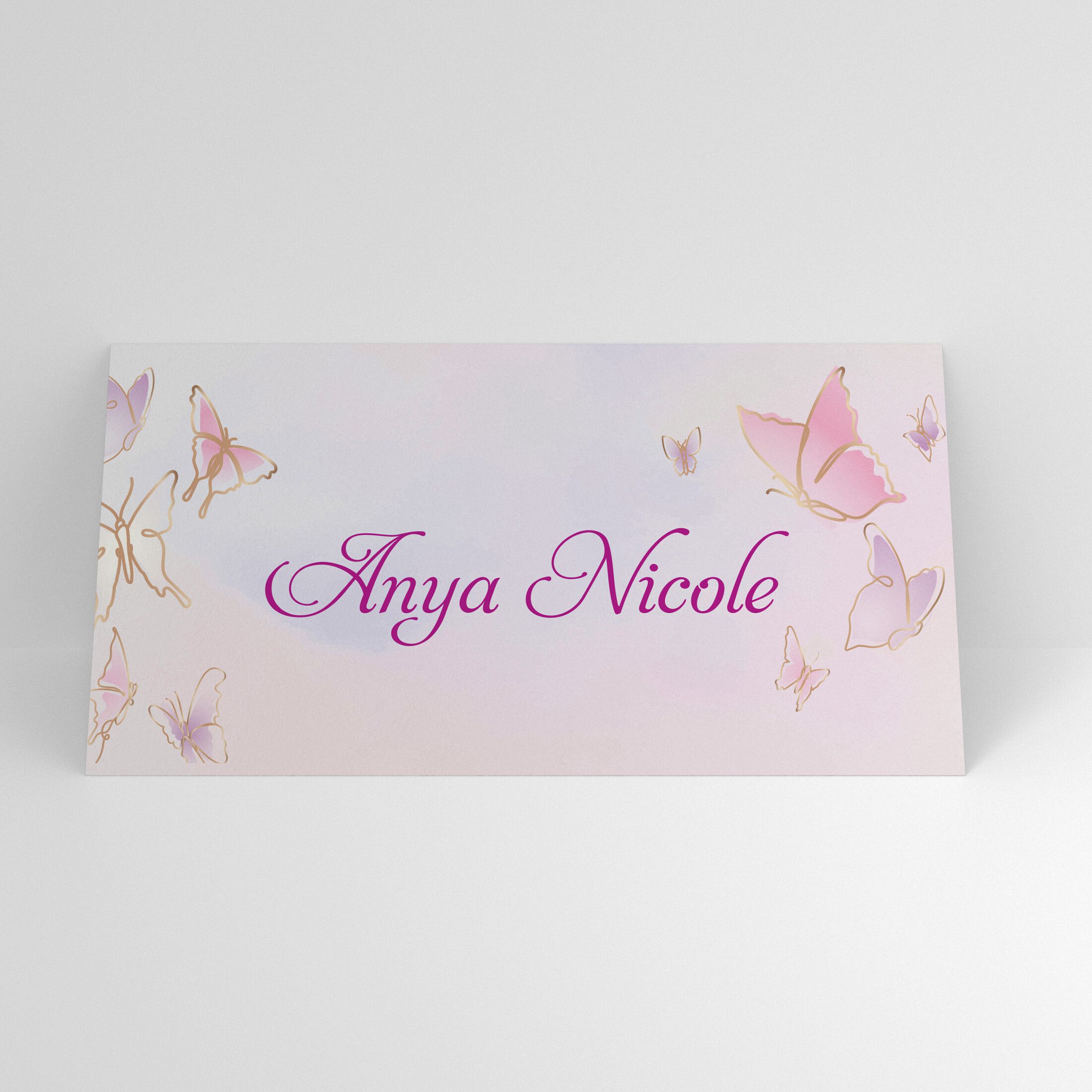 Plic de bani roz pastel cu fluturi decorativi