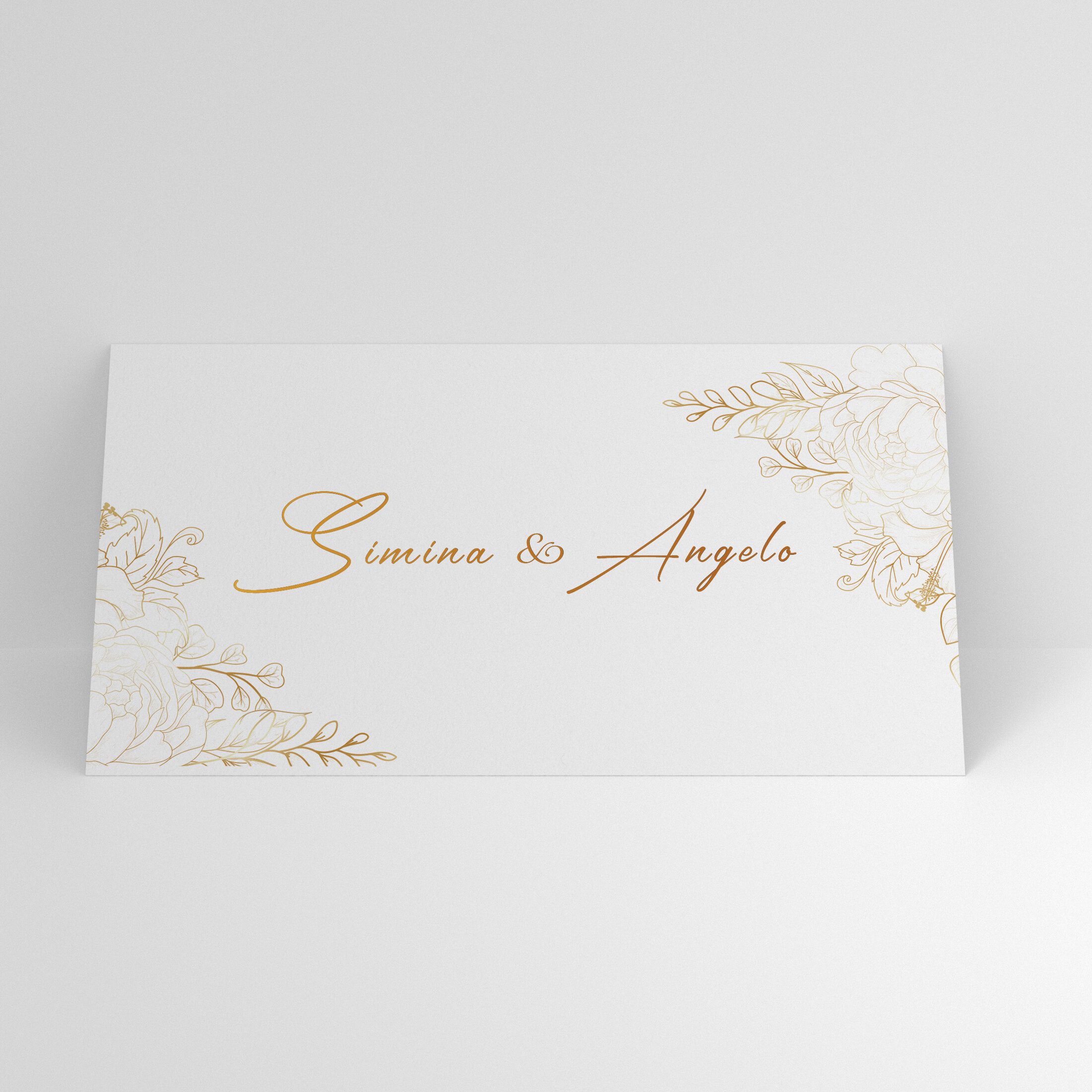 Plic de bani floral elegant cu nume personalizate și accente aurii