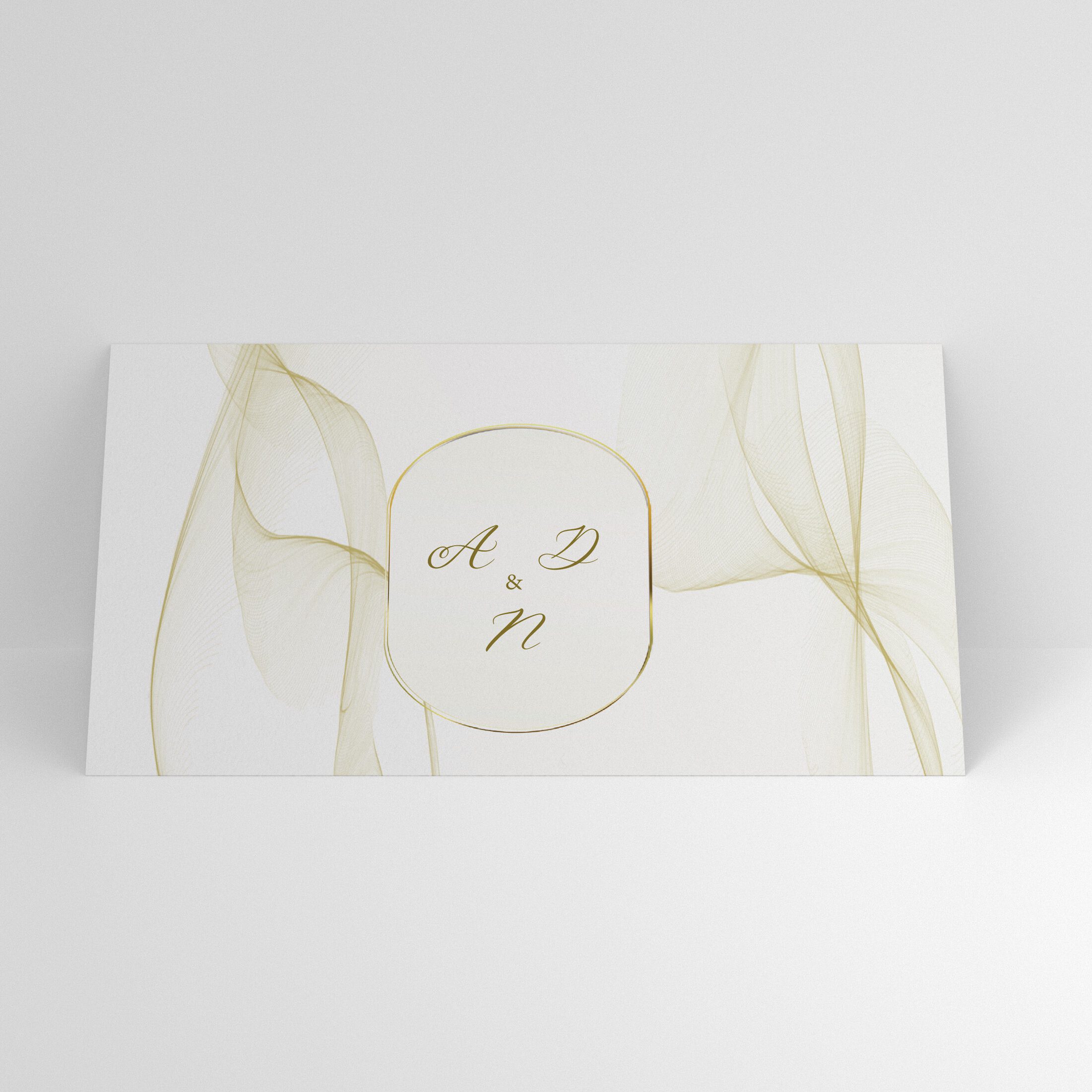 Plic de bani nuntă minimalist cu linii aurii și inițiale