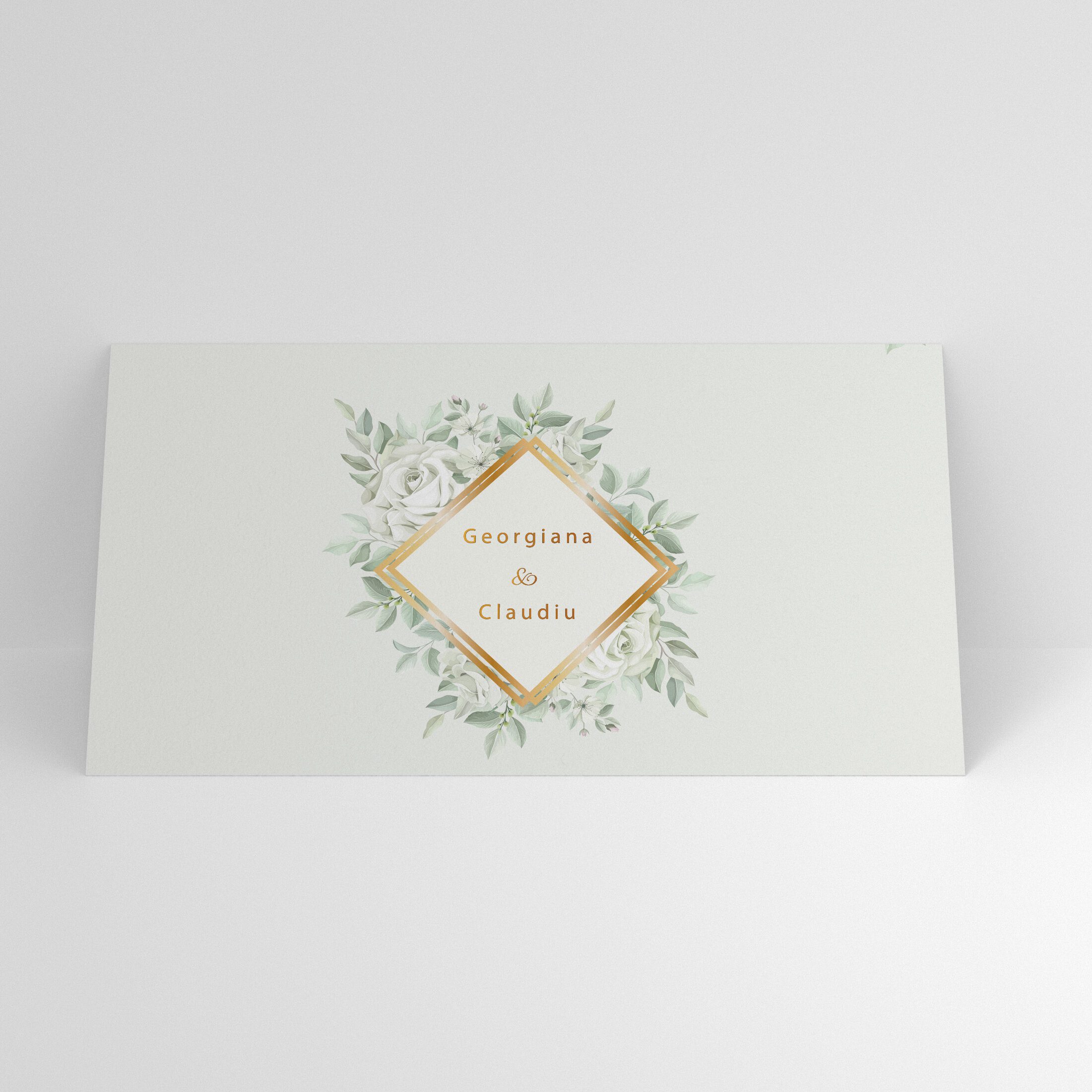 Plic de bani nunta floral verde auriu geometric