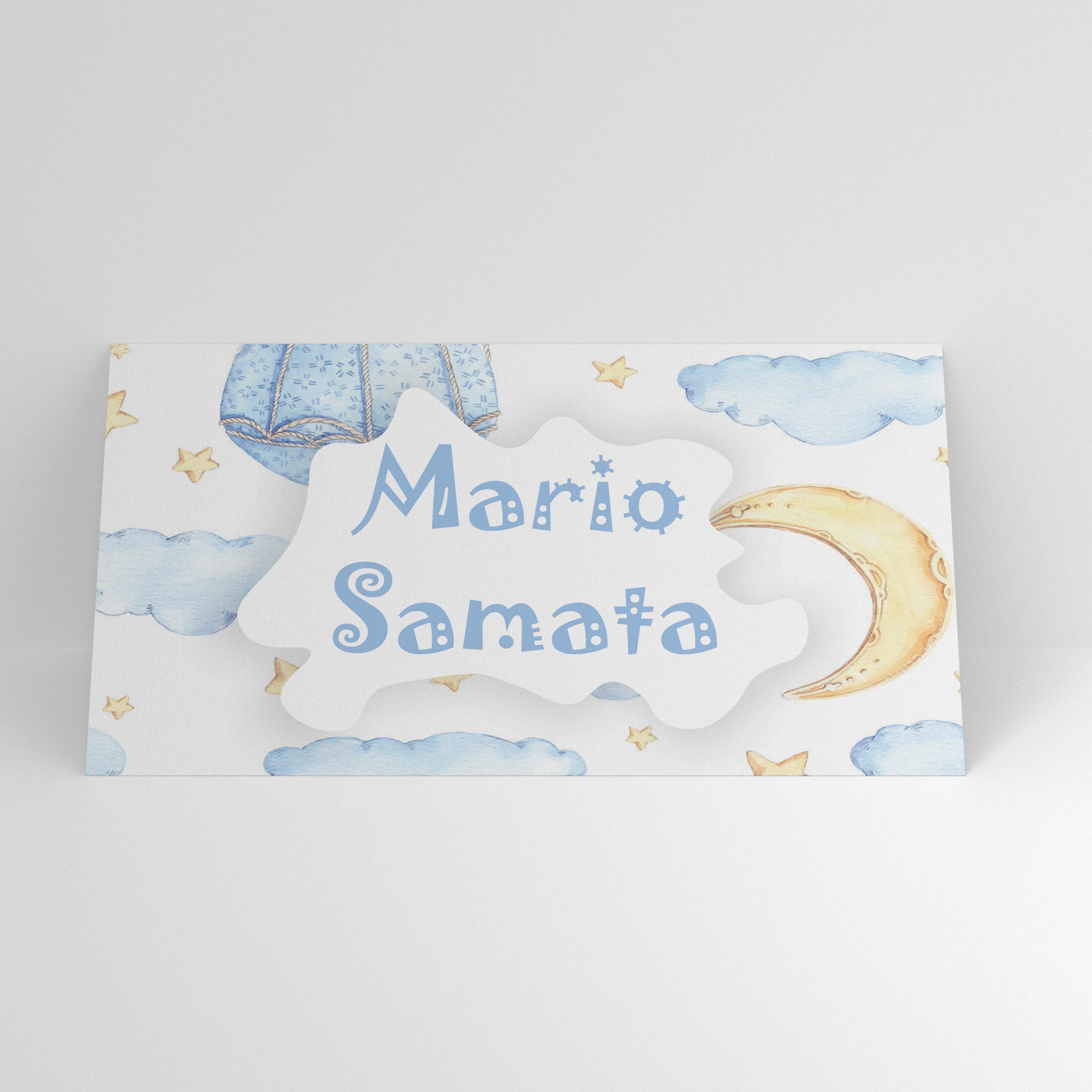 Plic de bani botez luna nori stele bleu