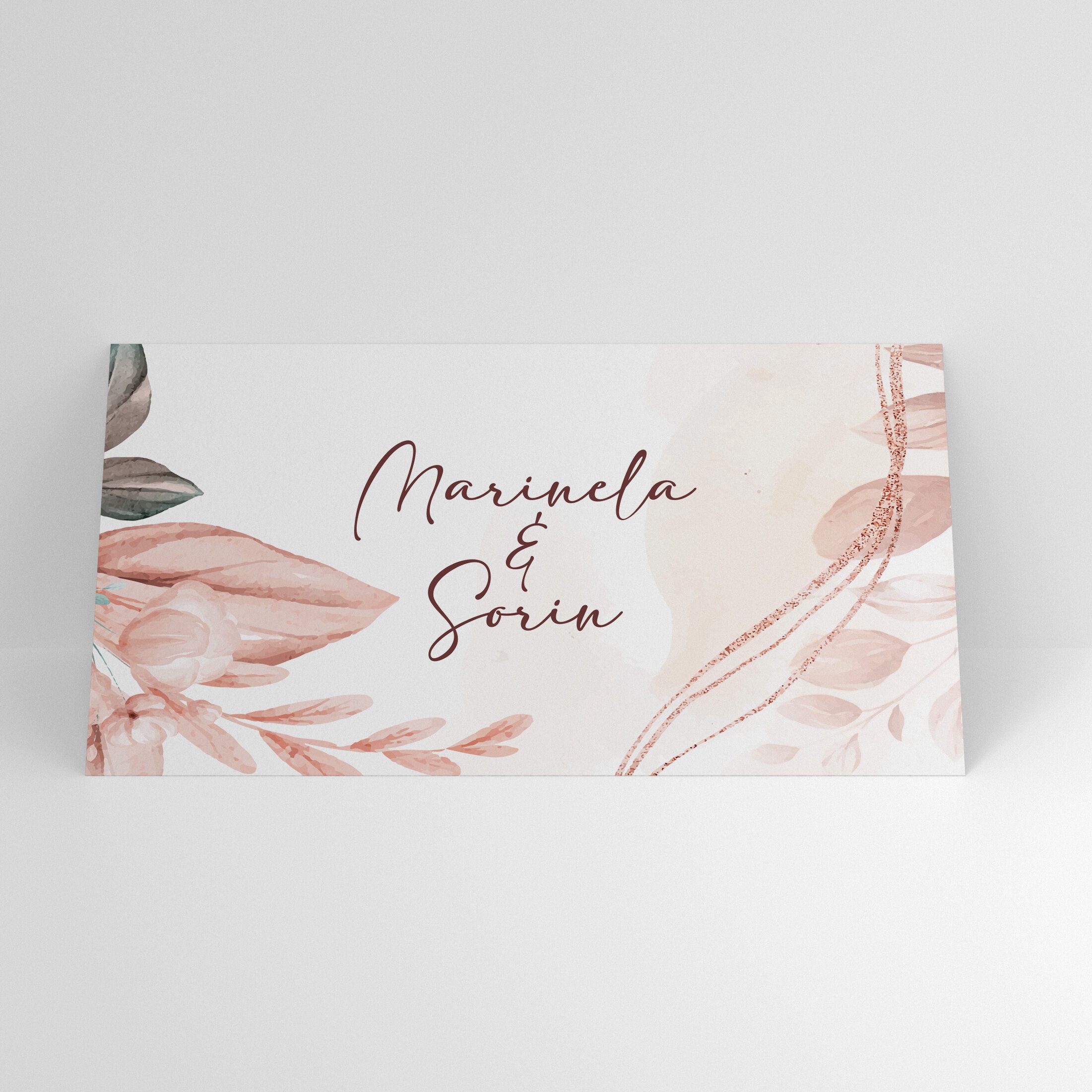 Plic de bani nunta floral nude blush