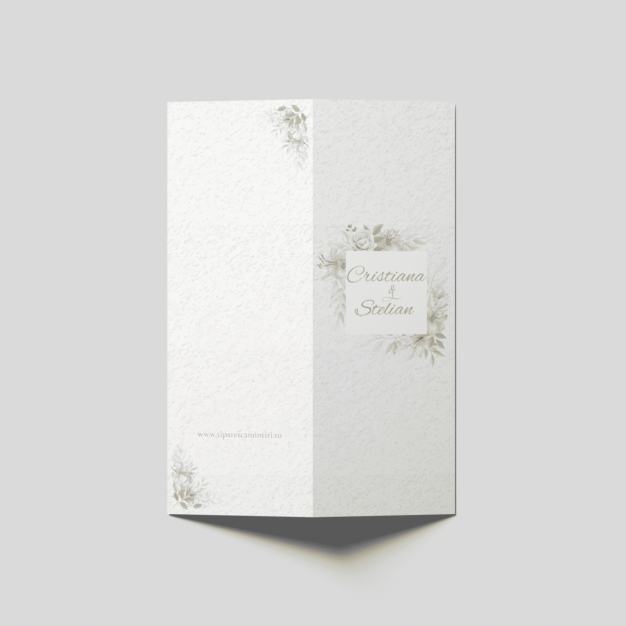 Invitație nuntă model floral elegant ivory, format pliat