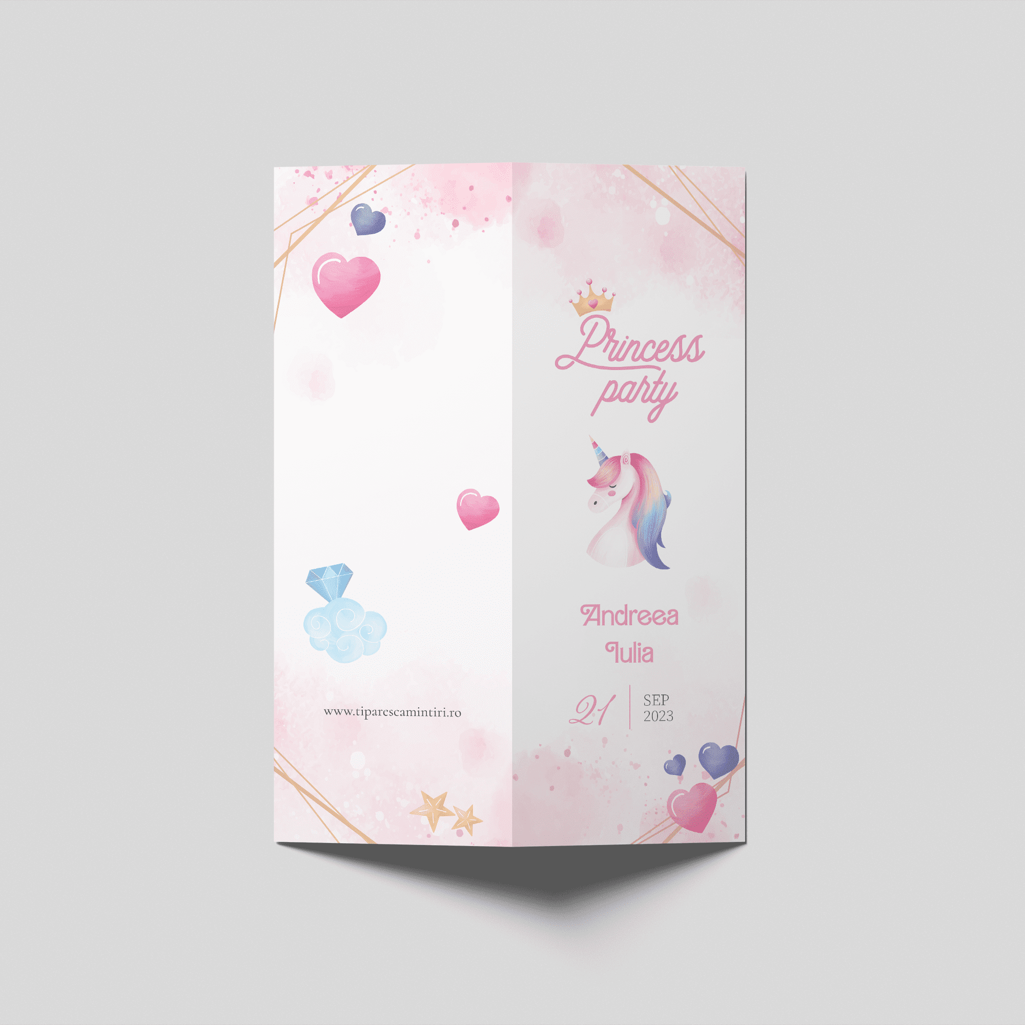 meniu aniversare copii unicorn princess party roz