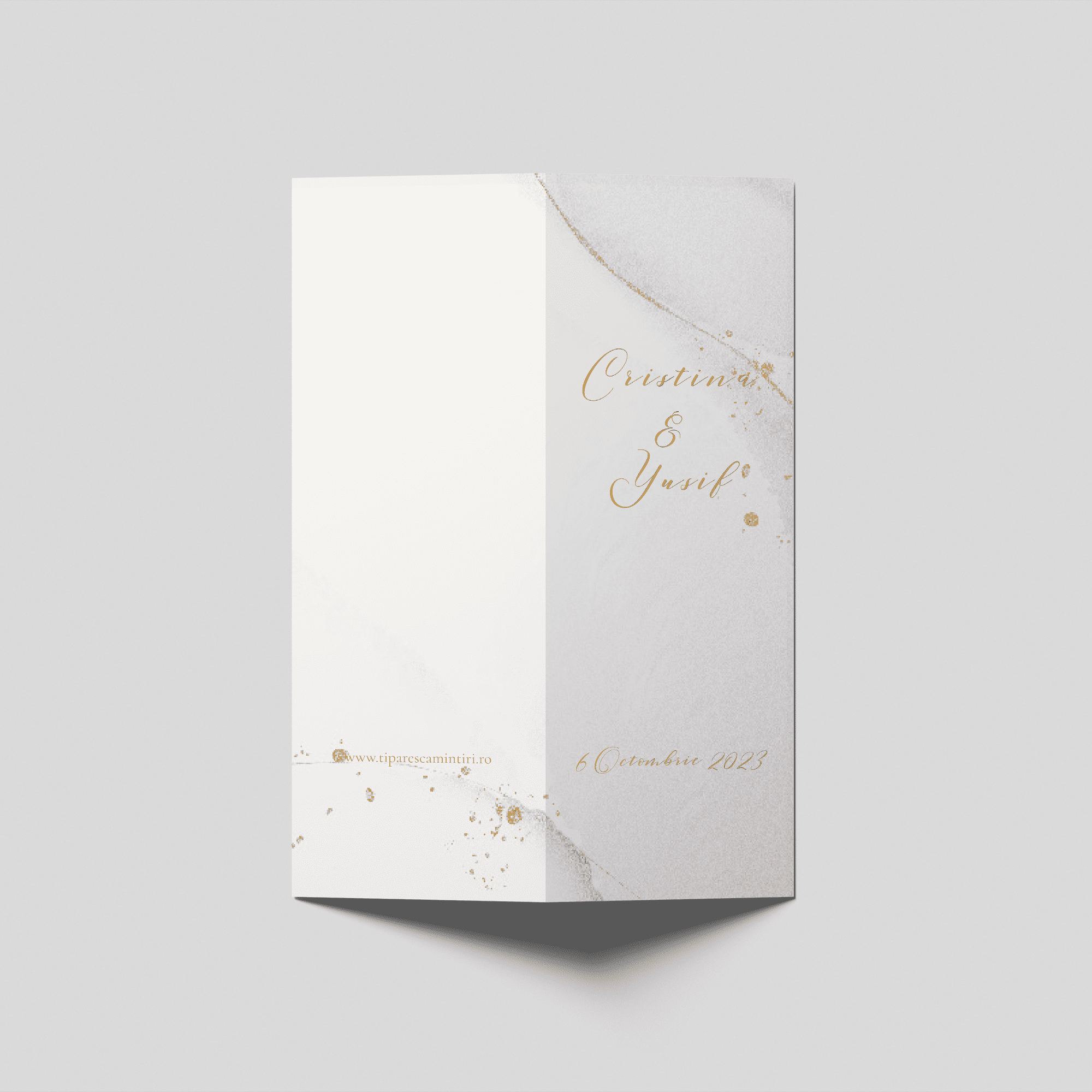 meniu nunta elegant cu accente aurii personalizat