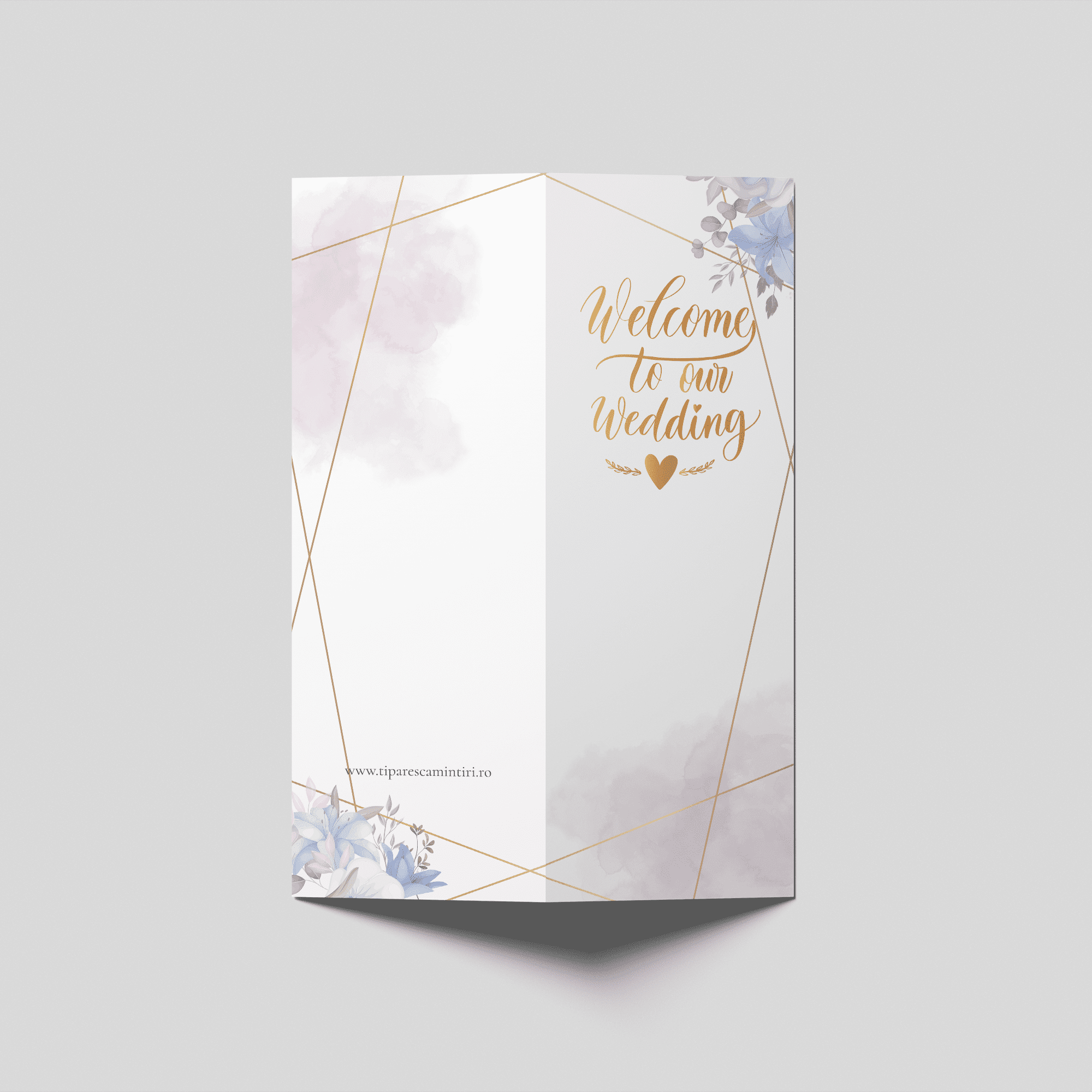 meniu nunta midnight blue elegant floral bifold personalizat