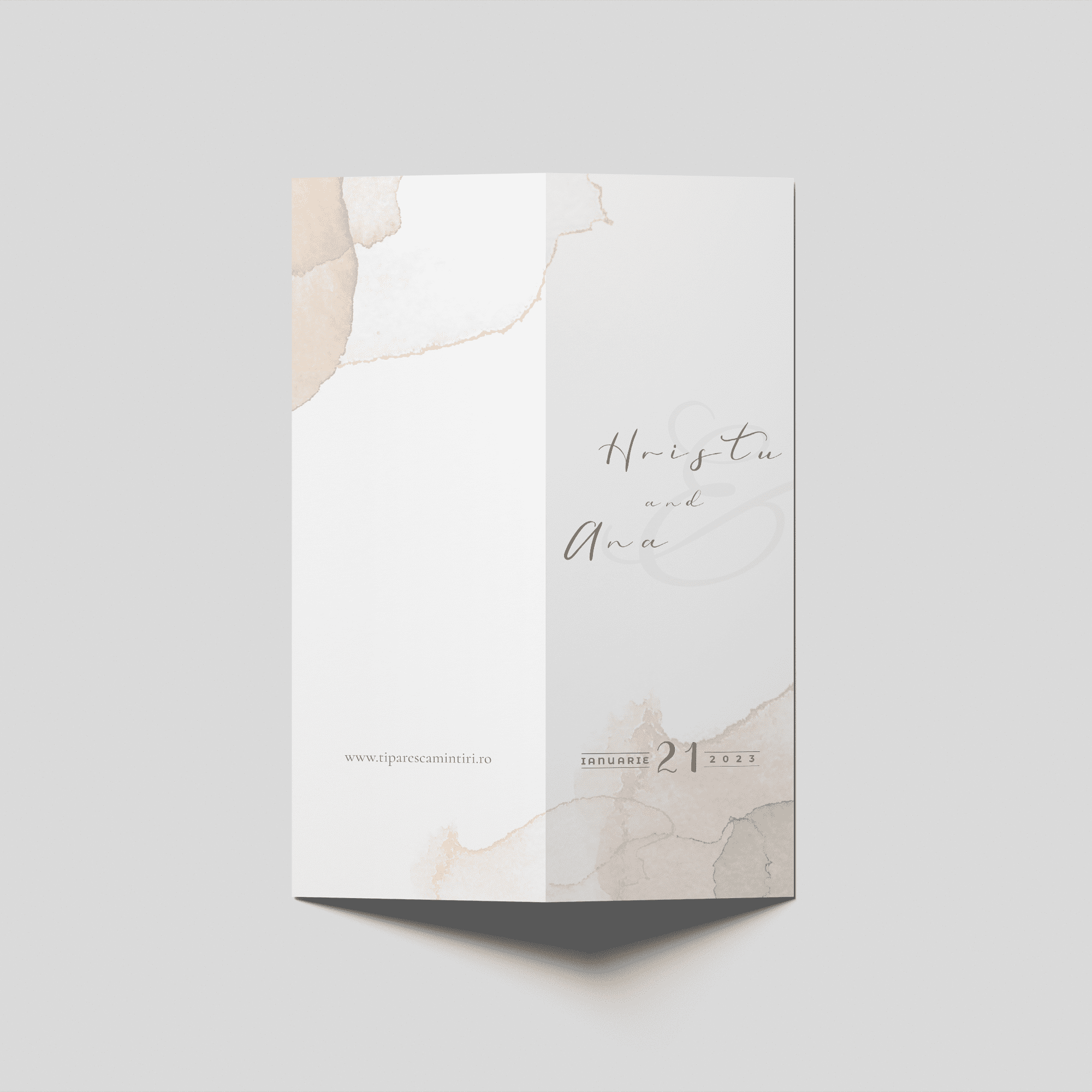 meniu nunta nude watercolor minimal bifold personalizat