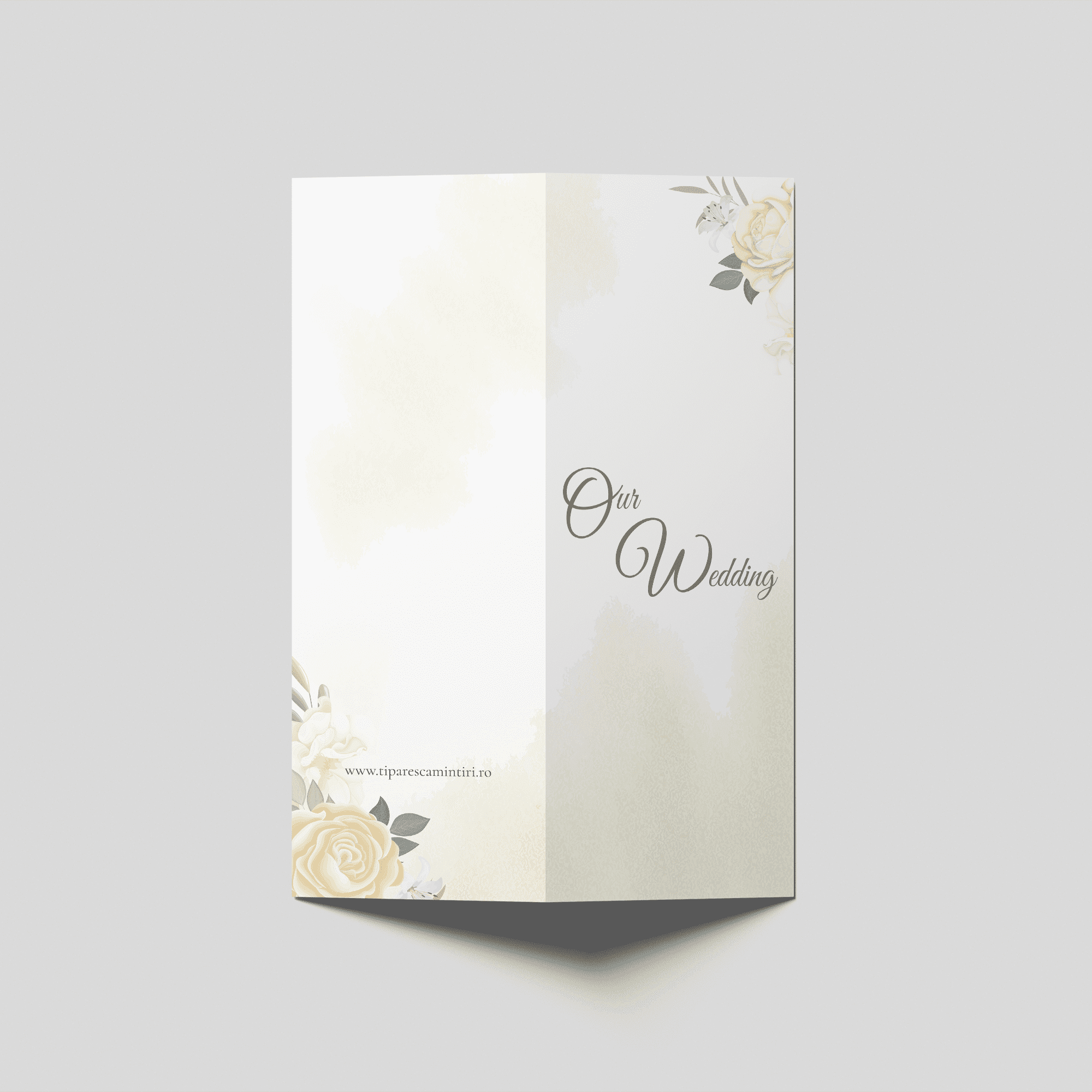 meniu nunta ivory roses elegant bifold personalizat