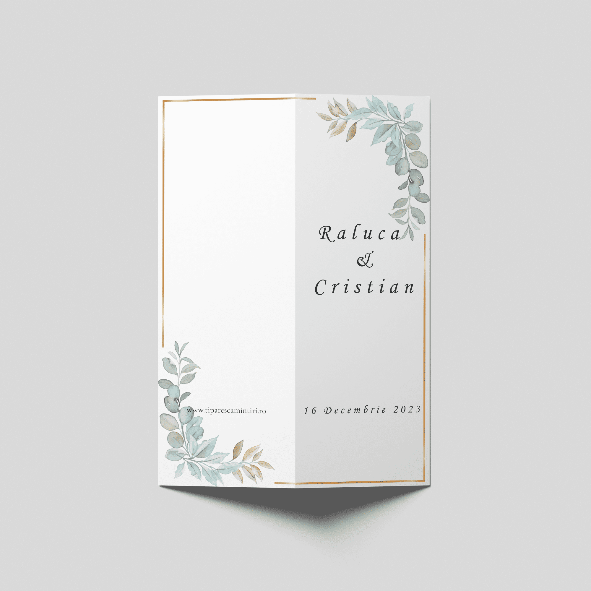 meniu nunta botanic chenar auriu elegant