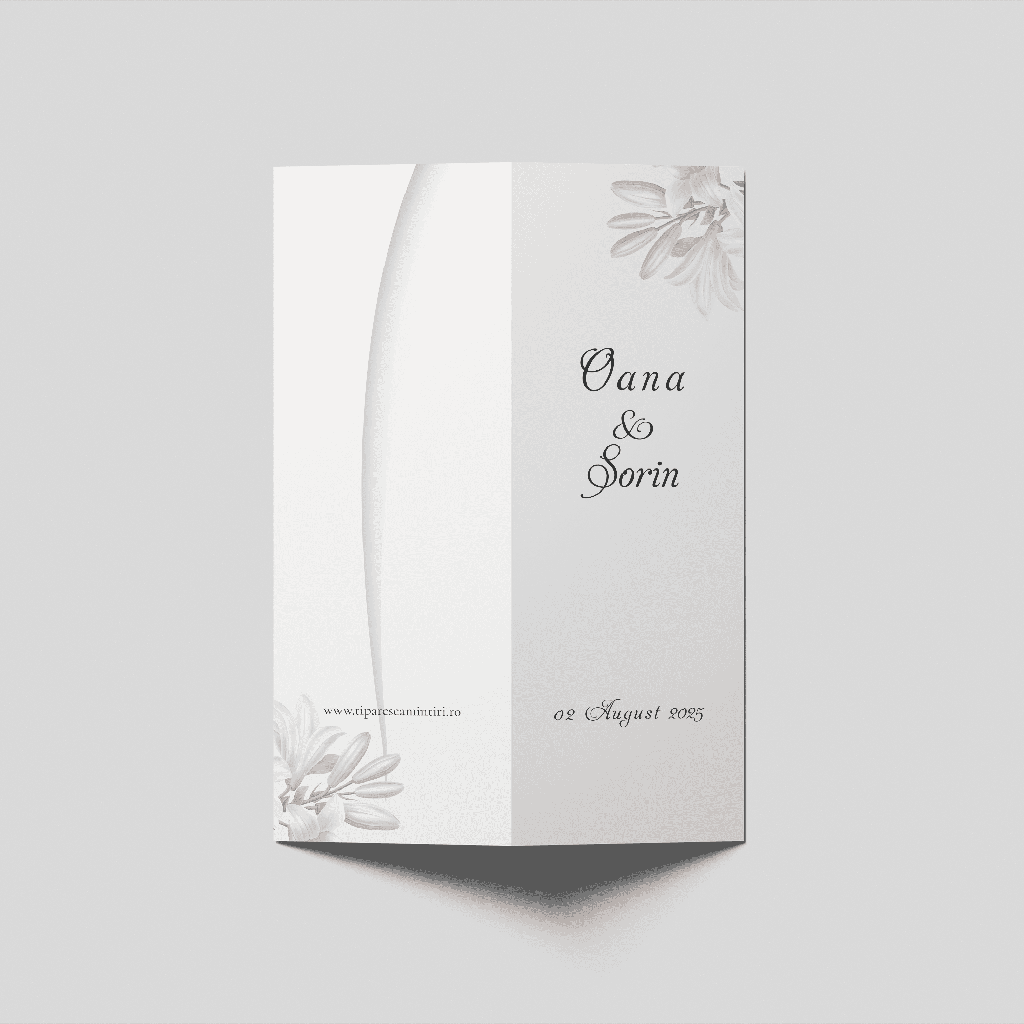 meniu nunta soft ivory floral bifold personalizat