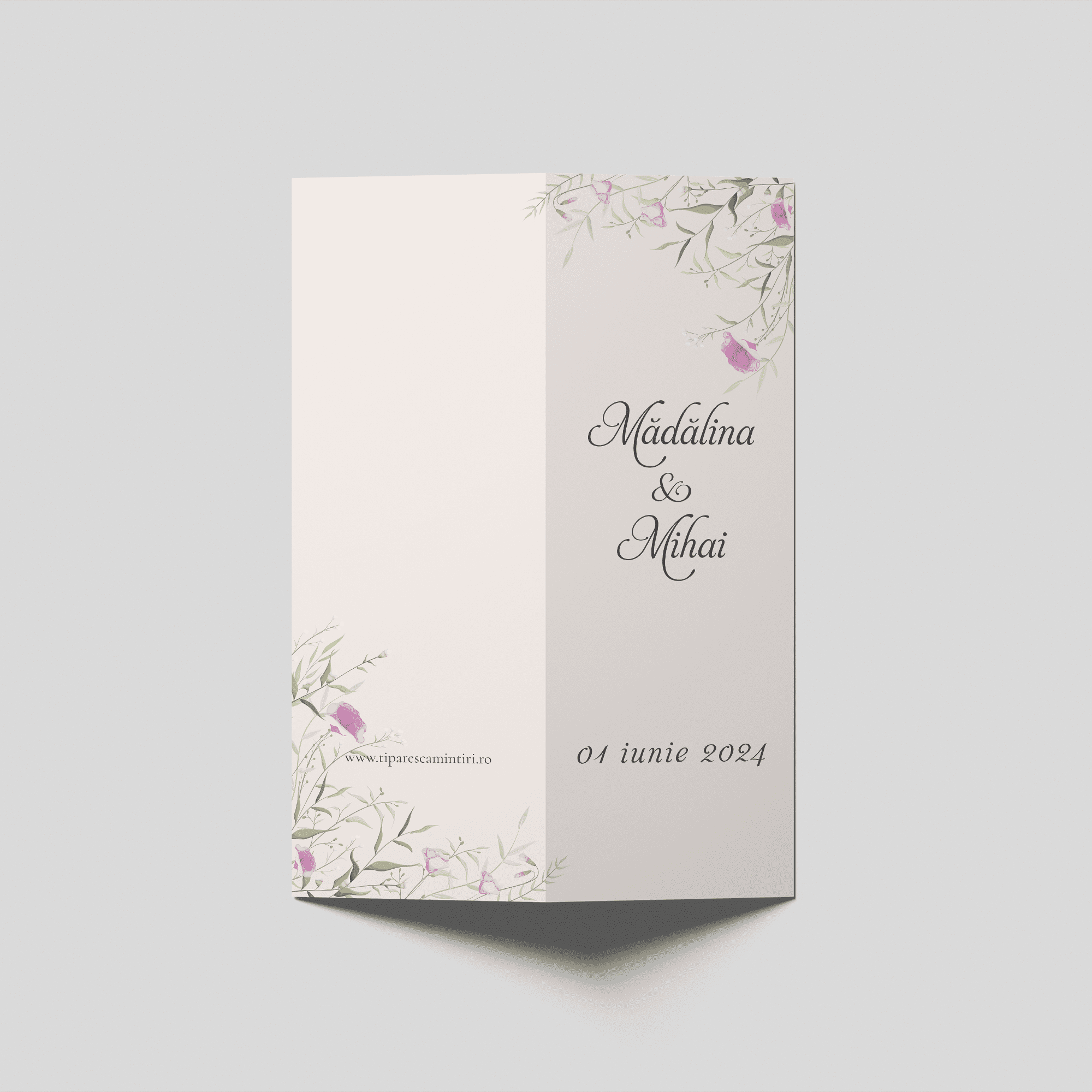 meniu nunta floral blush personalizat Madalina Mihai
