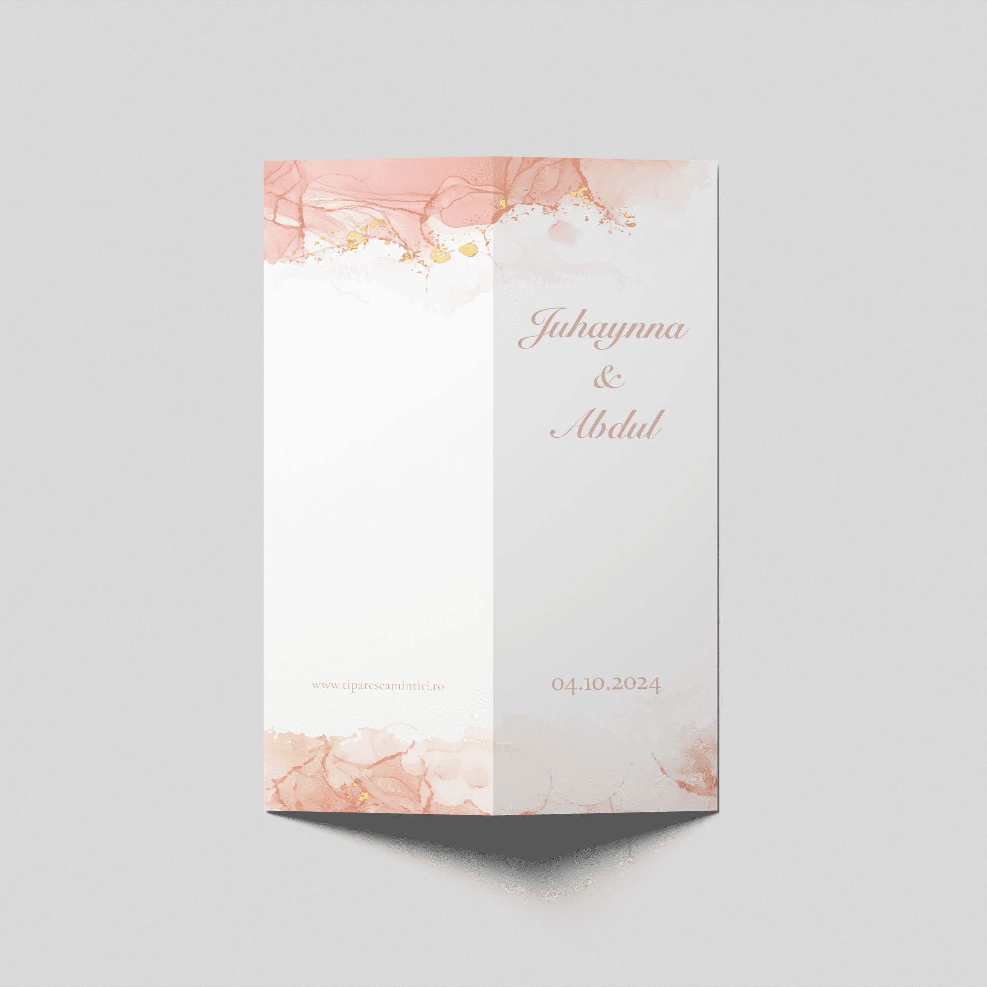 meniu nunta blush marmura auriu personalizat