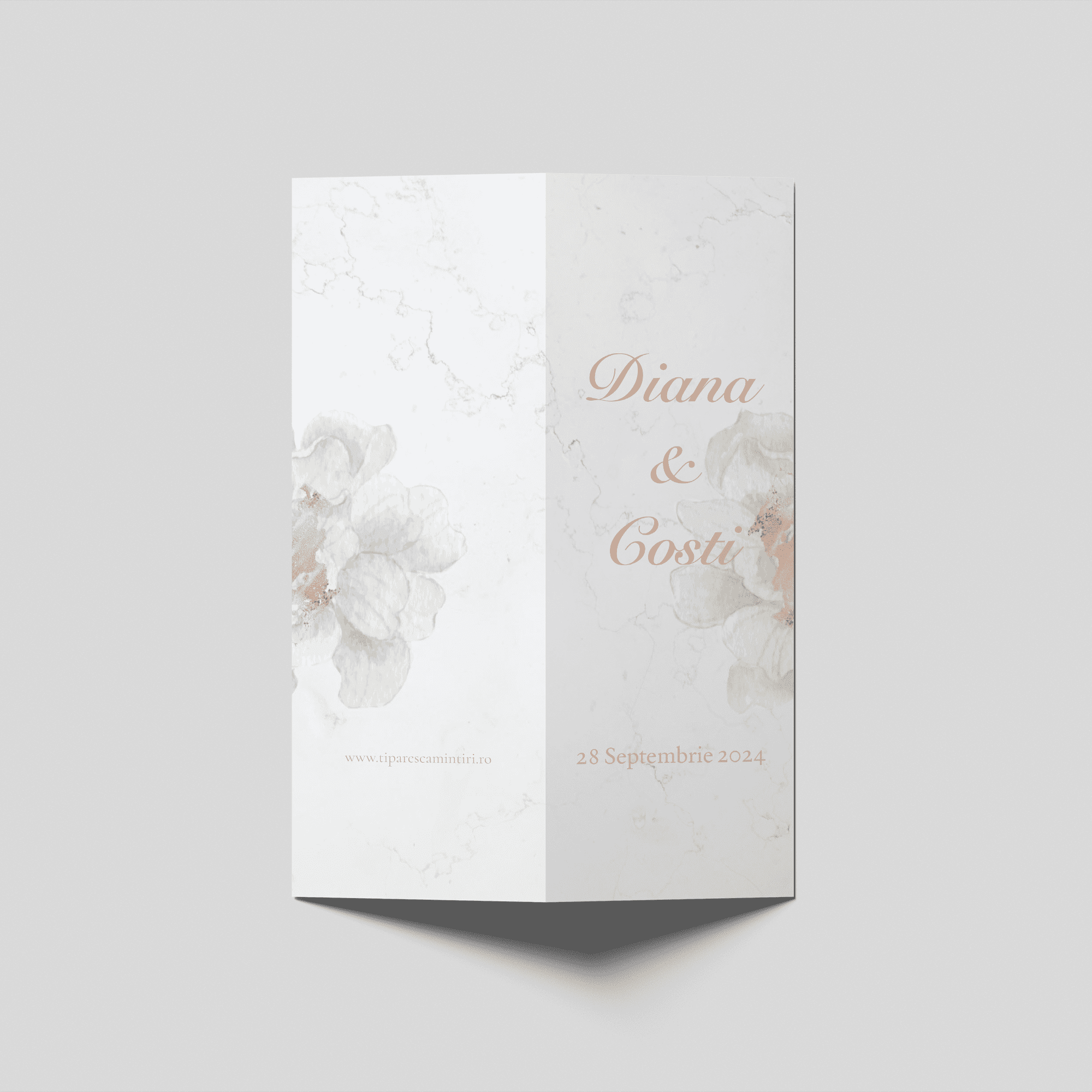 meniu nunta floral ivory elegant personalizat