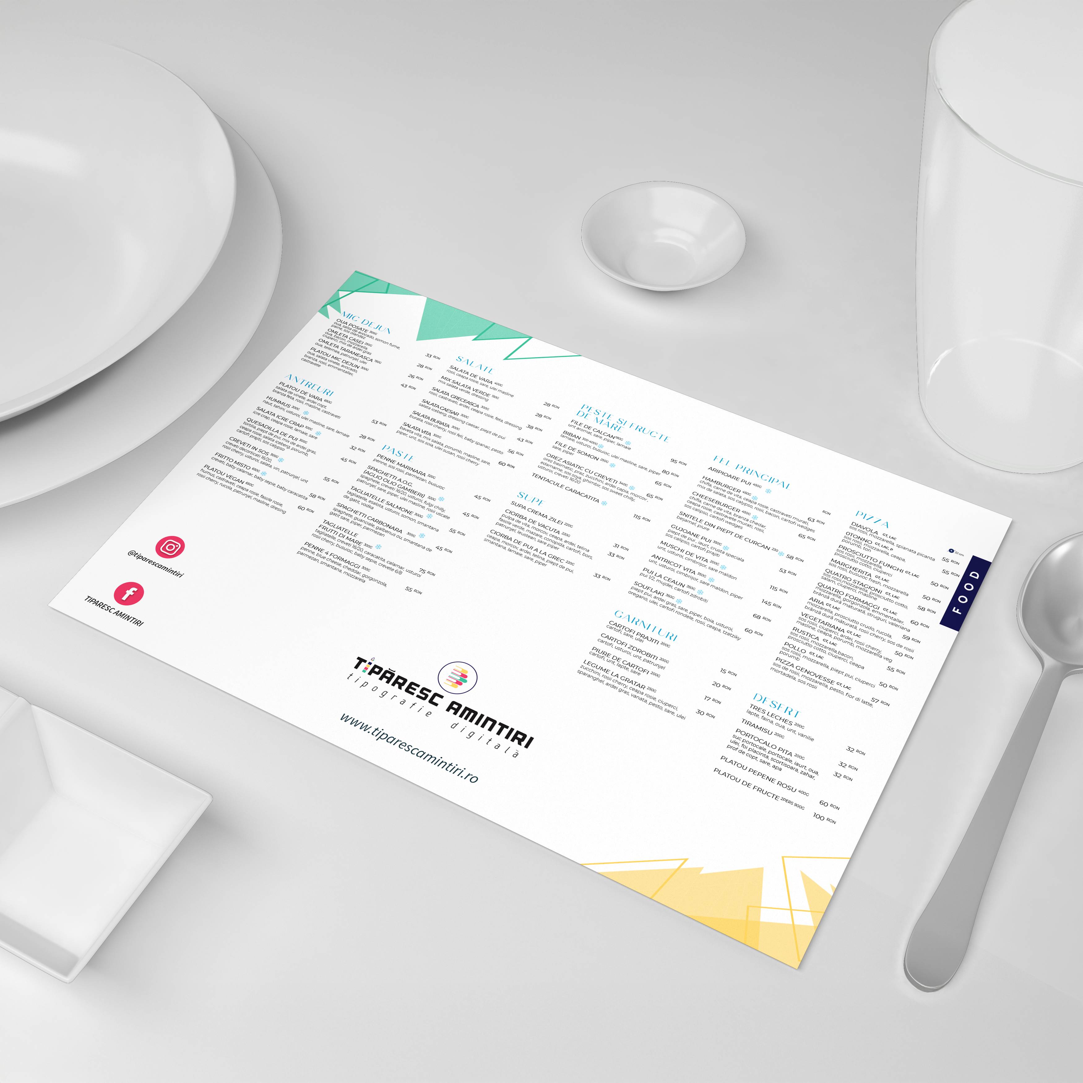 Naproane din hârtie personalizate, tipărite digital, pentru restaurante și evenimente