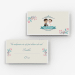 Plic de bani nunta cartoon cu mire si mireasa si flori pastel personalizat