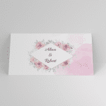 Plic de bani nunta floral roz pudrat cu flori si cadru geometric personalizat