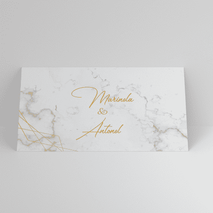 Plic de bani nunta marmura alba cu auriu personalizat